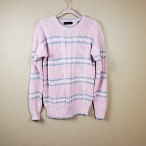 Vintage Claybrooke Pastel Pink Stripe Crewneck Fisherman Sweater Size M